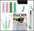 Rubber Spiral 4 Pcs Mobile Cable Protectors (Multicolor, Set of 6)