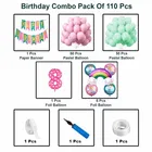 Rainbow Theme 8th Happy Birthday Decoration Items For Girls , Multicolor, Pack of 110