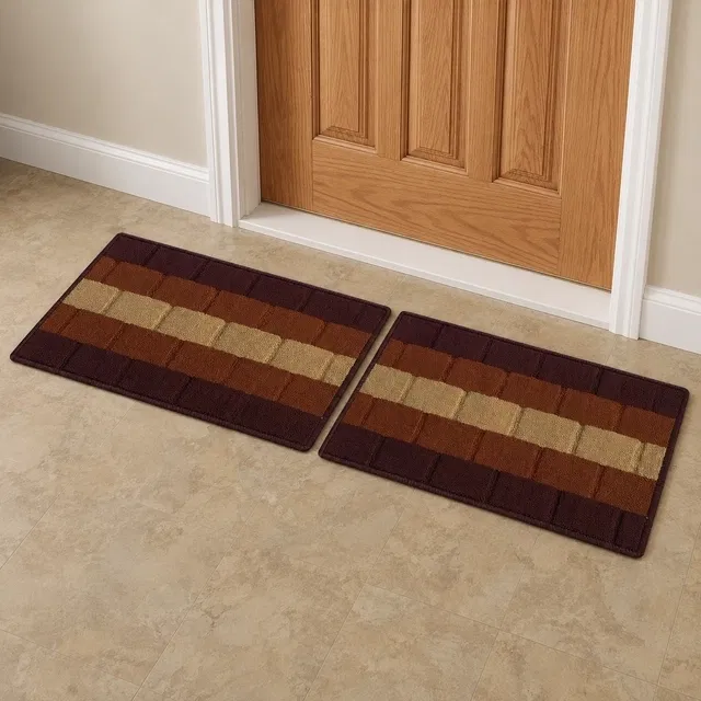 Status PP Anti Slip Doormat 38x58cm Brown Pack of 2
