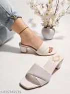 Solid Open Toe Block Heels for Kids 