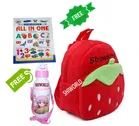 Combo of Fabric School Bag, Water Bottle with All in One Book for Kids 