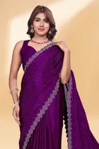 Poly Silk Embellished Saree for Women (Purple, 6.3 m)