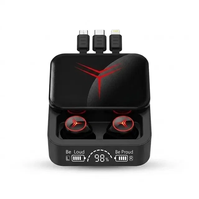 Slider Wireless Earbuds with Power Bank [Black]