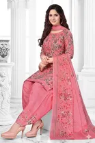 Punjabi Floral Unstitched Suit for Women 