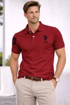 Cotton Matty Polo Neck T-shirt for Men, Red 