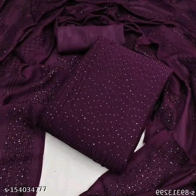 Embroidered Unstitched Suit for Women (Wine, 2.25 m)