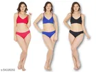 Cotton Blend Solid Lingerie Set for Women 