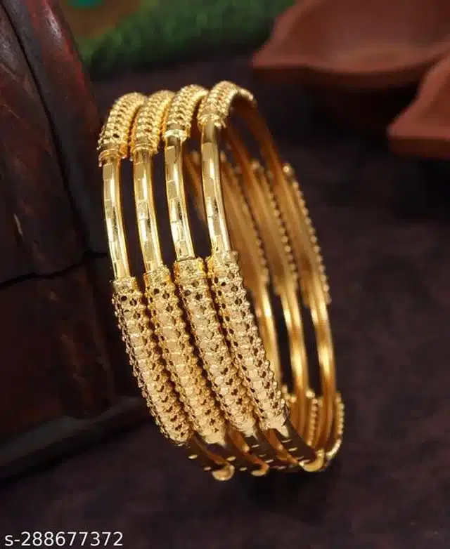 Trendy Bangles for Women (Gold, 2.6)