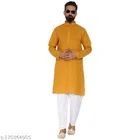 Cotton Blend Solid Kurta with Pyjama for Men 