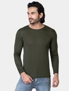 Cotton Blend Round Neck T-shirt for Men, Olive 