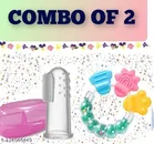 Baby Rattle Teether With Silicone Toungue Cleaner