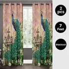 Peacock Designed Digital Printed Door Curtain 7ft Combo (Pack of 2)