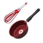 Nonstick Baby Sauce Pan with Whisk Hand Blender Mixer (Red, Set of 2)