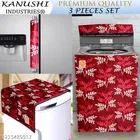 KANUSHI Industries® Top Load Fully Automatic Washing Machine Cover + 1 Pc Fridge Covers/Refrigerator Cover + 1 Pc Fridge Handle Cover 