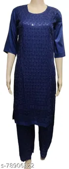Cotton Embroidered Kurti with Palazzo for Women 