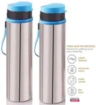 Stainless Steel Water Bottle (Silver & Blue, 900 ml) (Pack of 2)