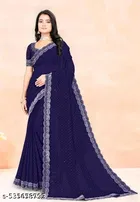 Georgette Embellished Saree for Women, Blue 