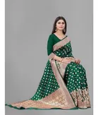 Litchi Silk Woven Design Saree for Women, Green 