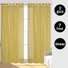 Sheer Plain Yellow Door Curtain 7ft Combo (Pack of 2)