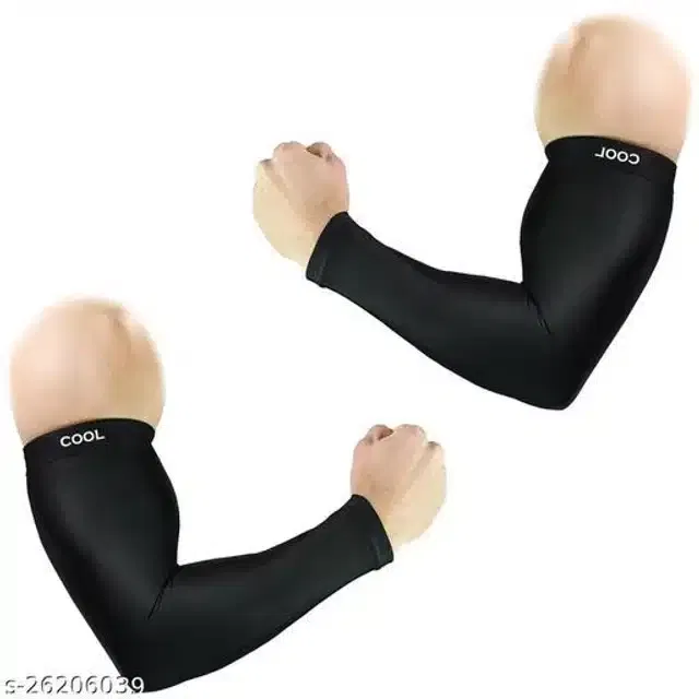 Arm Sleeves for Men & Women (Black, Set of 2)