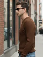 Polyester Solid T-Shirt for Men, Brown 