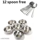 Stainless Steel 6 Pcs Bowls with 12 Pcs Spoon 