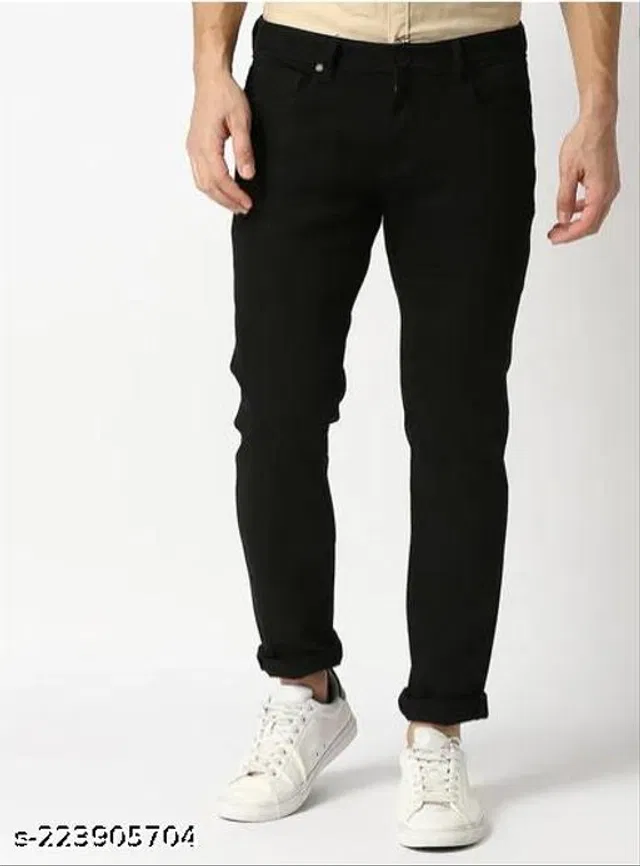 Denim Slim Fit Jeans for Men (Black, 30)