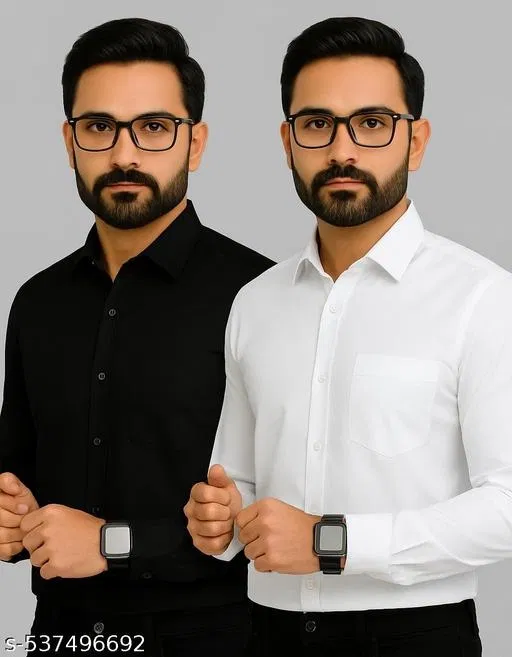 Polycotton Solid Shirts for Men, Multicolor (L)