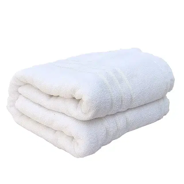Cotton Super Absorbent Antibacterial Bath Towels (White, 60x30 inches)