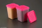 Plastic Storage Containers, Pink, Pack of 6 