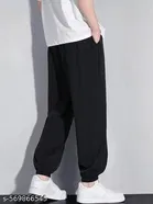 Cotton Blend Solid Trackpant for Men, Black 