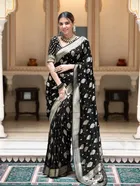 Banarasi Black Art Silk Printed Saree for Women