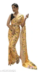 Chiffon Georgette Printed Ready To Wear 1 Minute Saree for Women 
