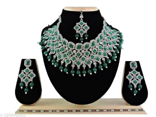 Chocker Set for Women (Green, Free Size)