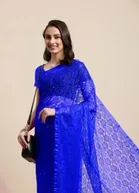 Net Solid Saree for Women 