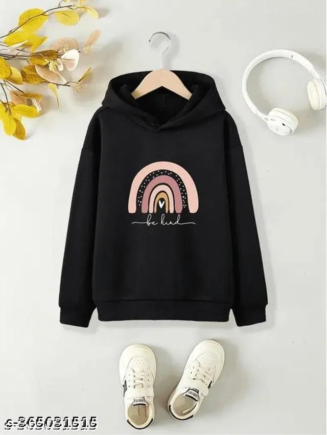 Cotton Blend Sweatshirt for Girls (Black, 7-8 Years)