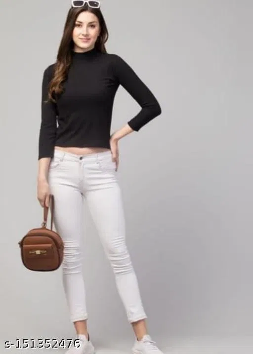 Casual Wear Top & Bottom Sets for Women (Black, L)