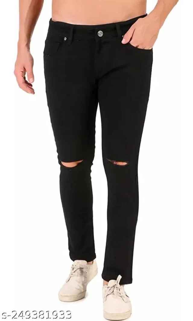 Denim Slim Fit Jeans for Men (Black, 32)