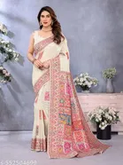 Handloom Floral Print Kashmira Kadai Pashmina Saree for Women 