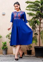Rayon Embroidred Anarkali Kurti for Women 