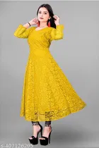 Net Gowns for Women,  Yellow  
