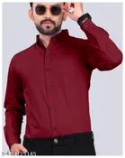 Cotton Blend Solid Shirt for Men, Maroon 