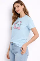 Cotton Blend Printed T-shirt for Men, Aqua Blue 