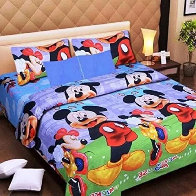 Polycotton 88x88 Inch Bedsheet with 2 Pillow Cover (Blue)