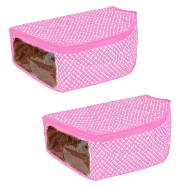 Cotton Zip Closure Saree Covers (Pink, Pack of 2)