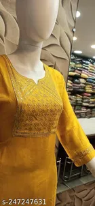 Rayon Slub Embroidered Kurti for Women 