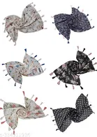 Printed Chiffon Scarves with Tassels for Women, Multicolor, Pack of 6