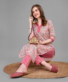Cotton Blend Printed Kurta with Pant for Women 