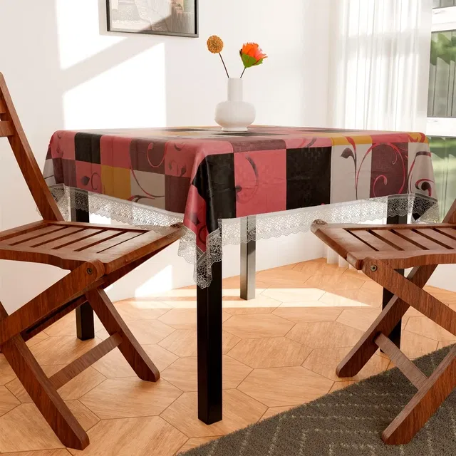 PVC Printed 4 Seaters Table Cover (Multicolor, 40x60 inches)