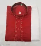 Cotton Solid Kurta Set for Men, Red 